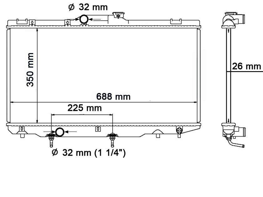 Radiador Toyota Corolla 1.6/1.8  4cil  93/01