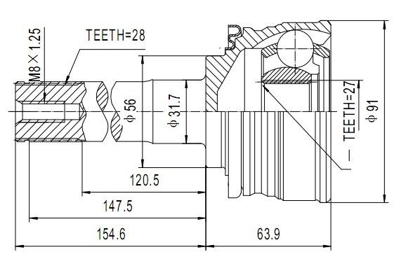 Homocinetica c/ABS Mitsubishi Pajero V6 3.0 28x27
