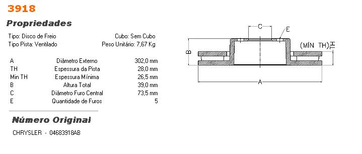 Disco Dianteiro ( Par )  Jeep Sport V6  3.7   08/....