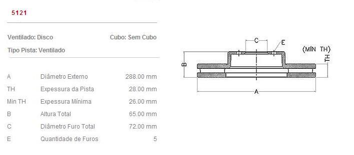 Disco Dianteiro ( Par )  Jeep Sport V6 3.7  01/....