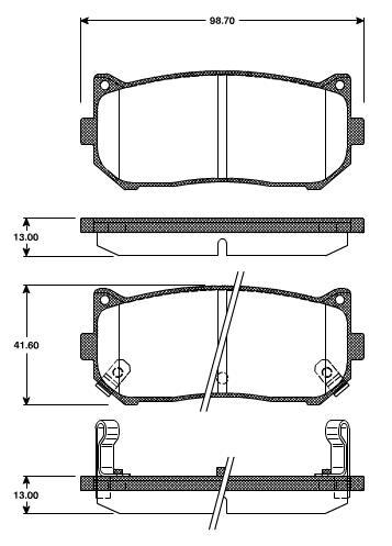 Pastilhas Traseiras Kia Carens 1.8 (+/- ABS)  99/02